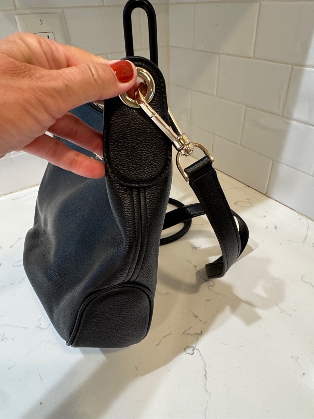 kate spade Black Pebbled Leather Crossbody with Gold Logo - Picture 6 of 12